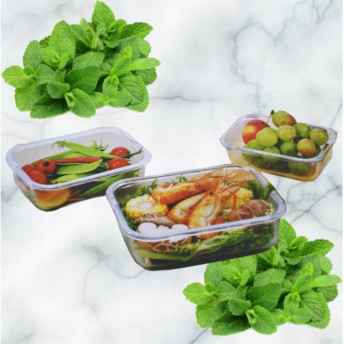 Набор контейнеров СВЧ AZ2025-319 3шт.прямоуг. стекло(12)