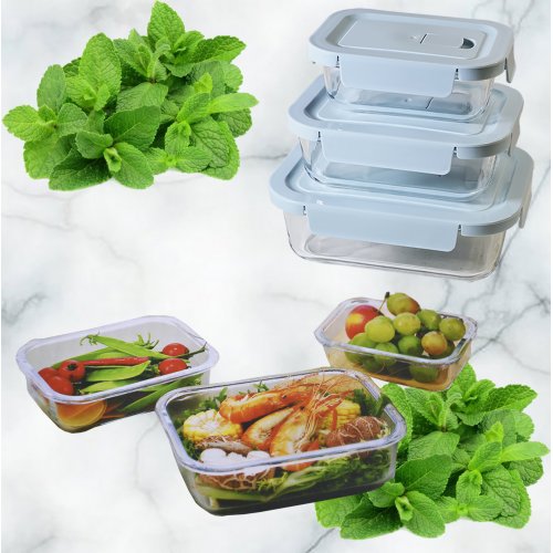 Набор контейнеров СВЧ AZ2025-319 3шт.прямоуг. стекло(12)