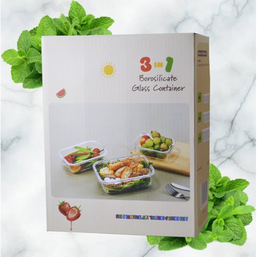 Набор контейнеров СВЧ AZ2025-319 3шт.прямоуг. стекло(12)